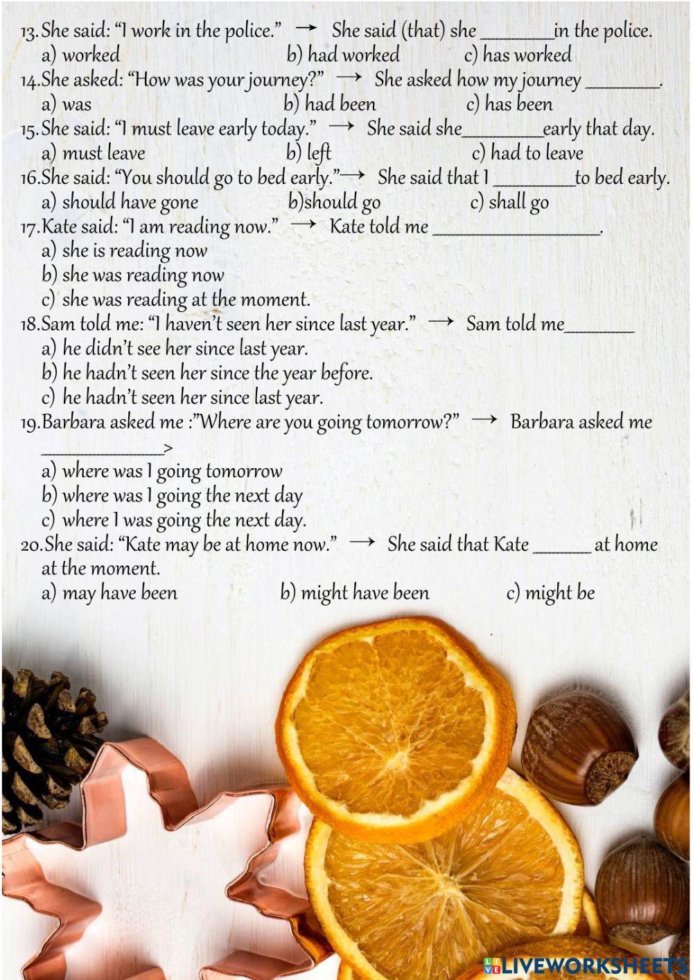 Sequence of Tenses - Reported Speech