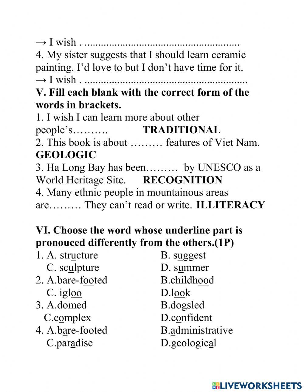 Lớp 9 unit 5:WONDERS OF VIET NAM