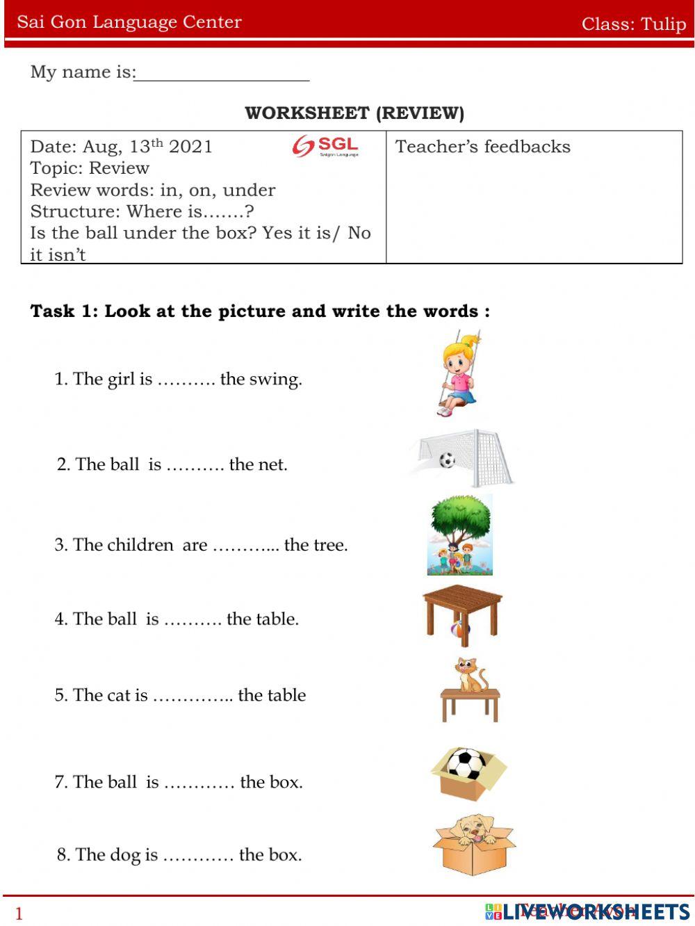 Worksheet