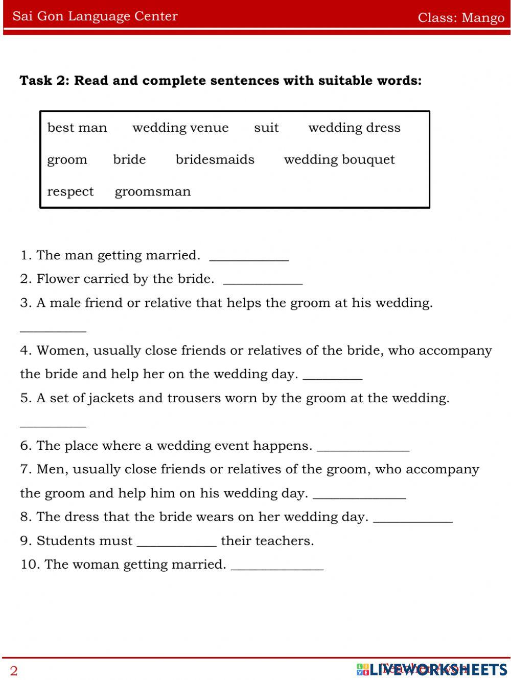 Worksheet mango
