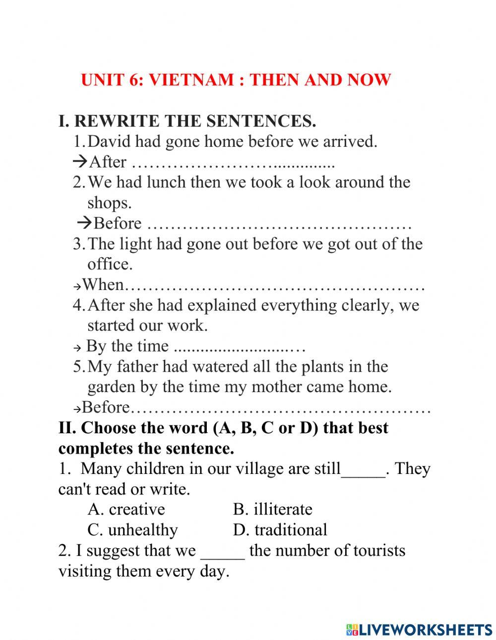 Lớp 9 Unit 6: VIETNAM : THEN AND NOW