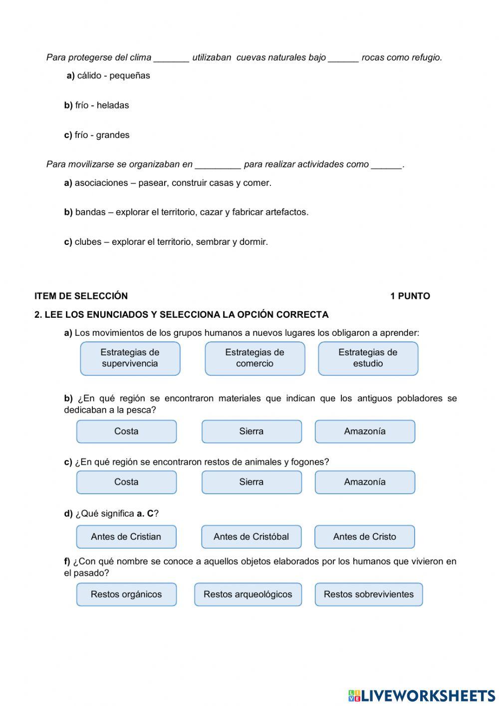 Evaluación Segundo Parcial - Estudios Sociales