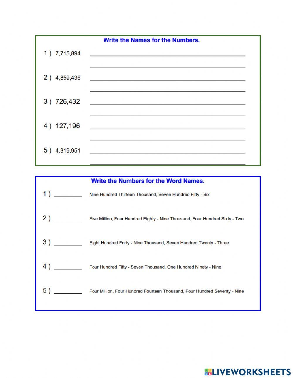 Place Value Review Worksheet