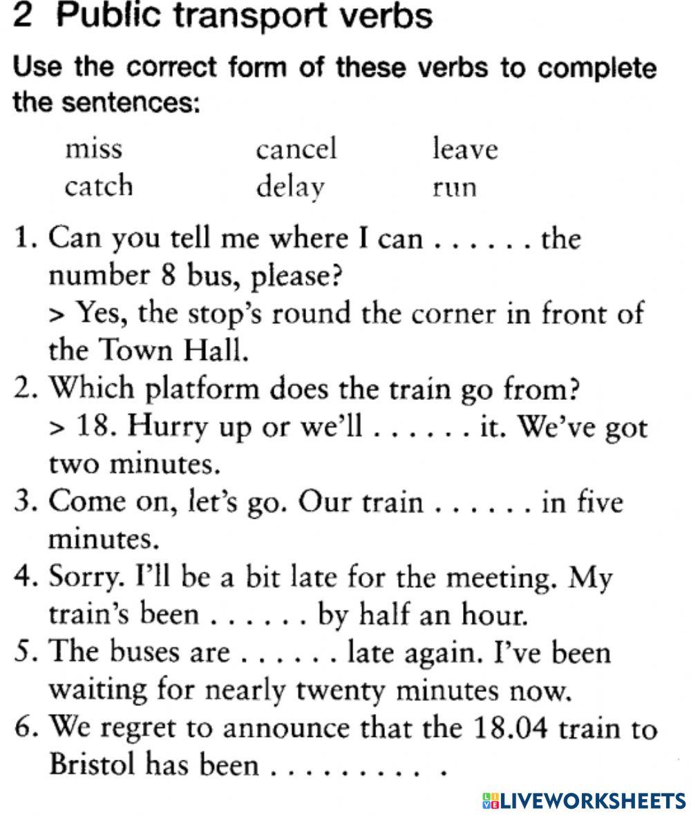 Public transport - Public transport verbs