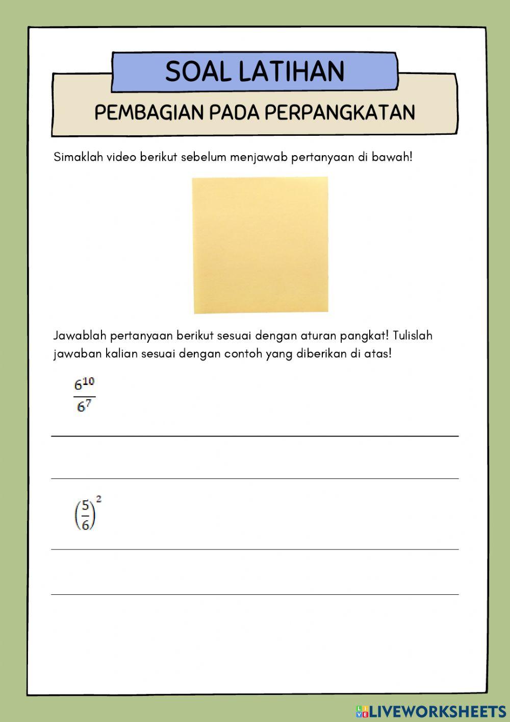 Perkalian dan Pembagian pada Perpangkatan