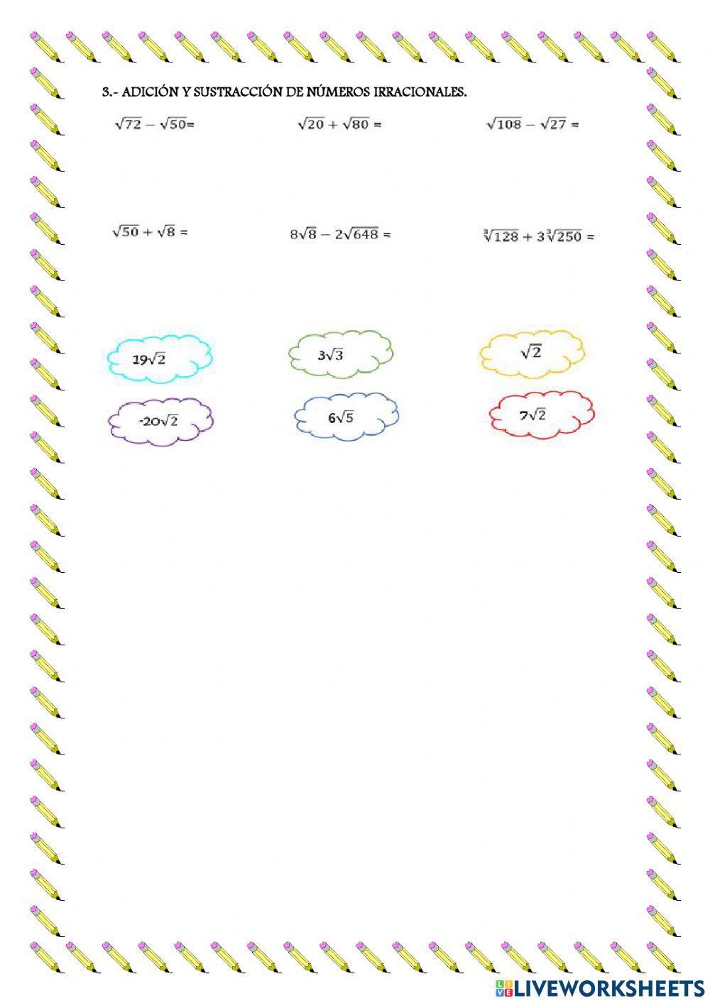 Operaciones con Irracionales