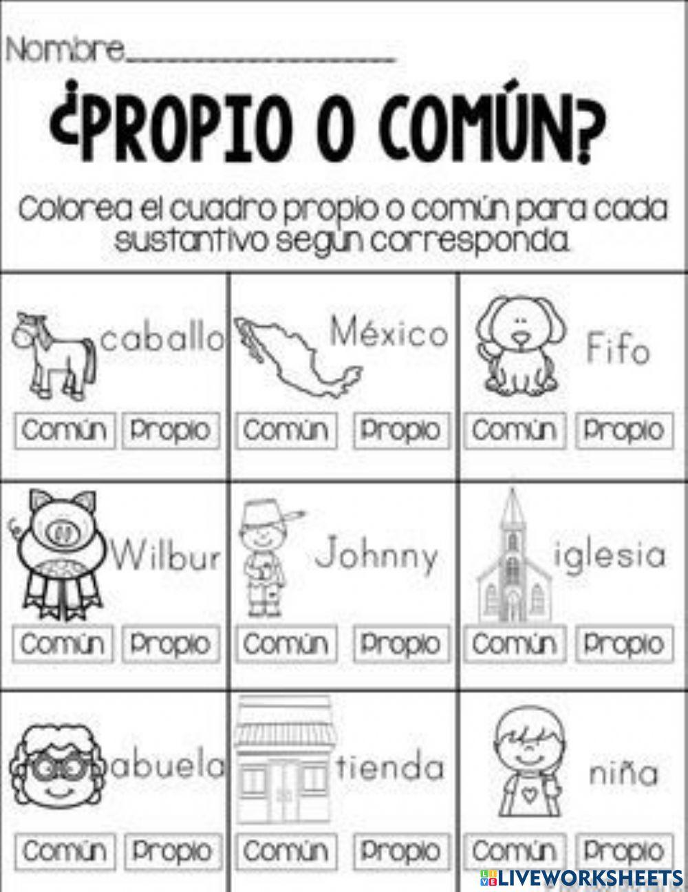 Nombres propios o comun
