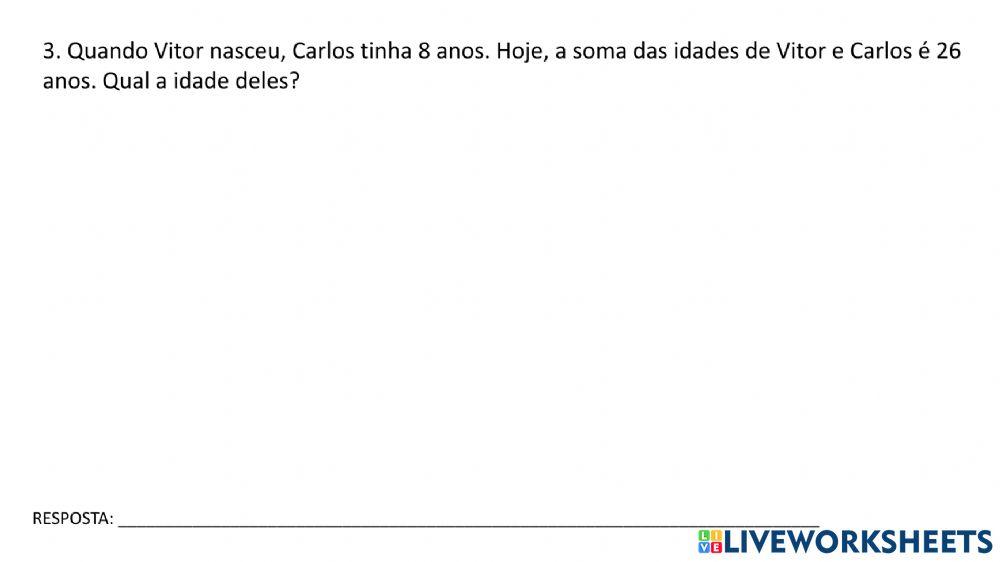 Situações problema envovendo equações do 1º grau