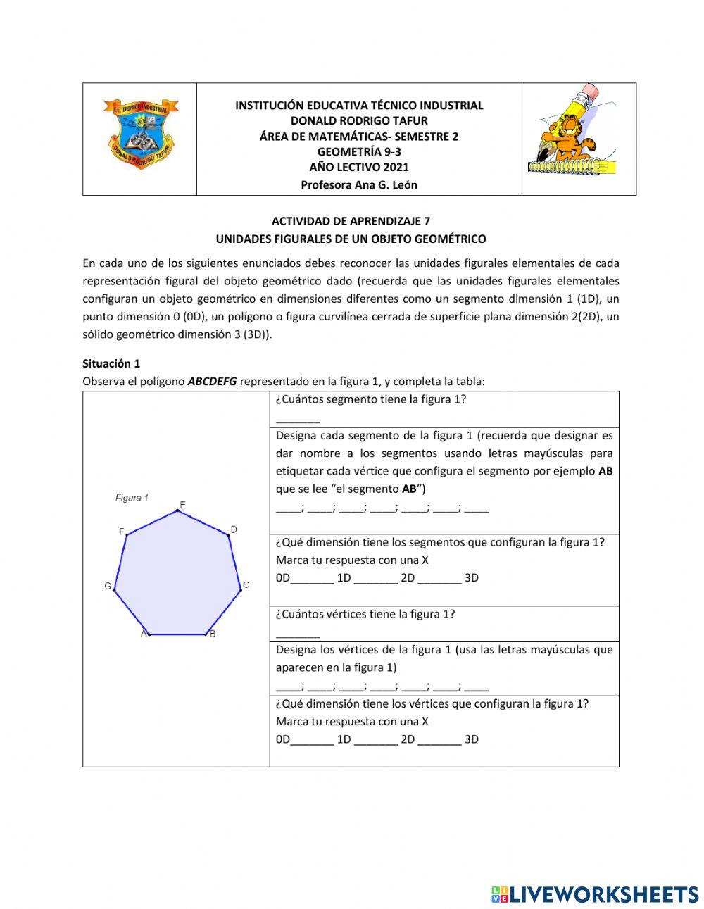 Unidades Figurales elementales de un objeto geométrico