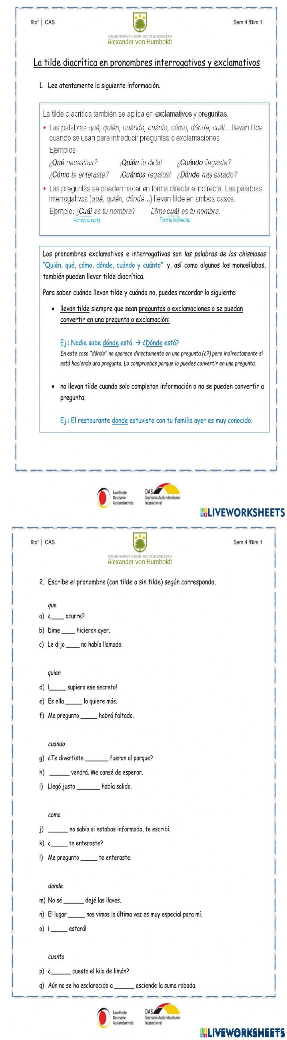Tilde diacrítica en interrogativos y exclamativos corregido