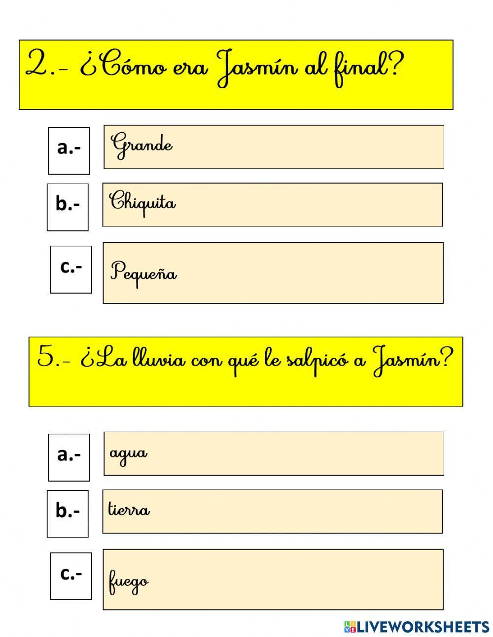 Leemos y comprendemos: jasmín