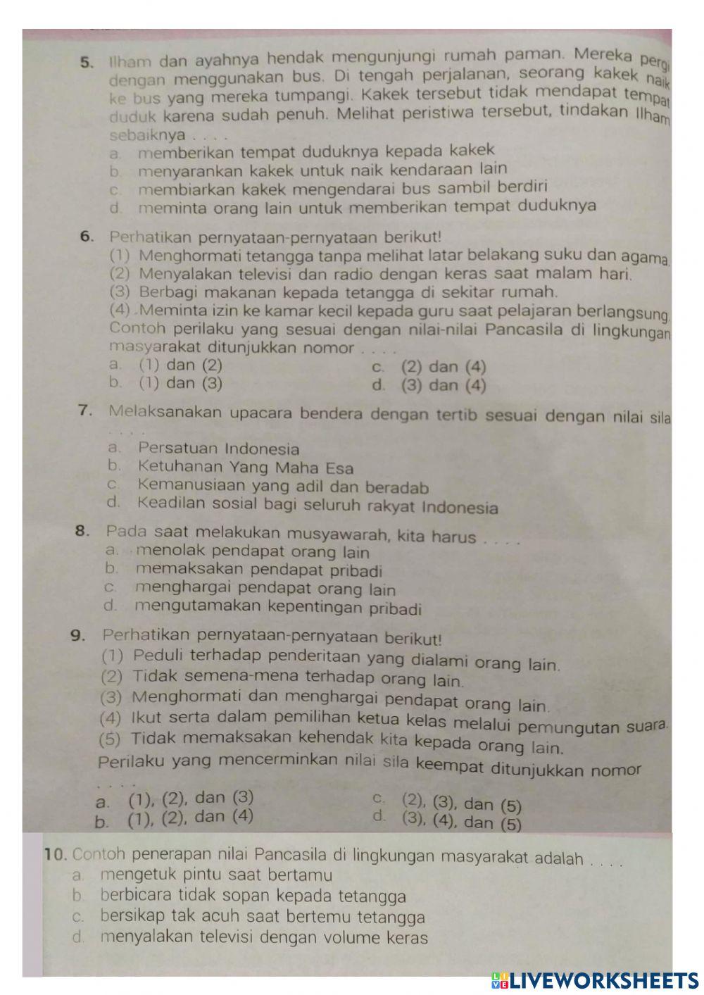 LATIHAN PPKn PILIHAN GANDA BAB 1