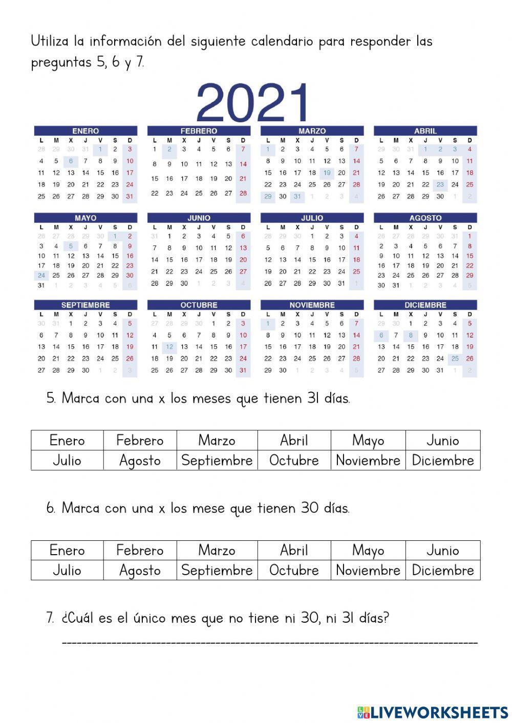 Unidades de medida de tiempo: días, semanas, meses y años