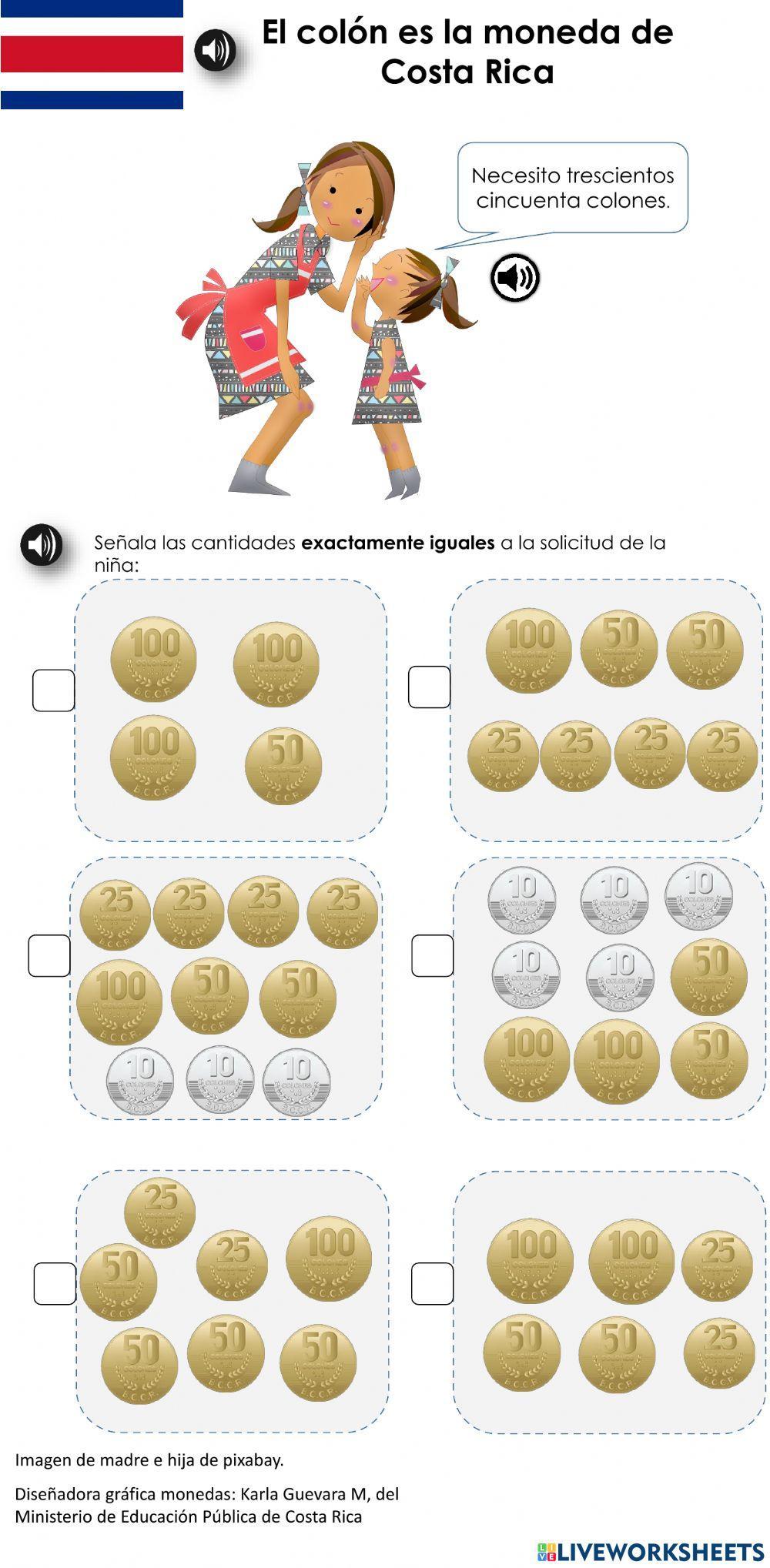 Relación entre monedas menores o iguales a 500 colones.