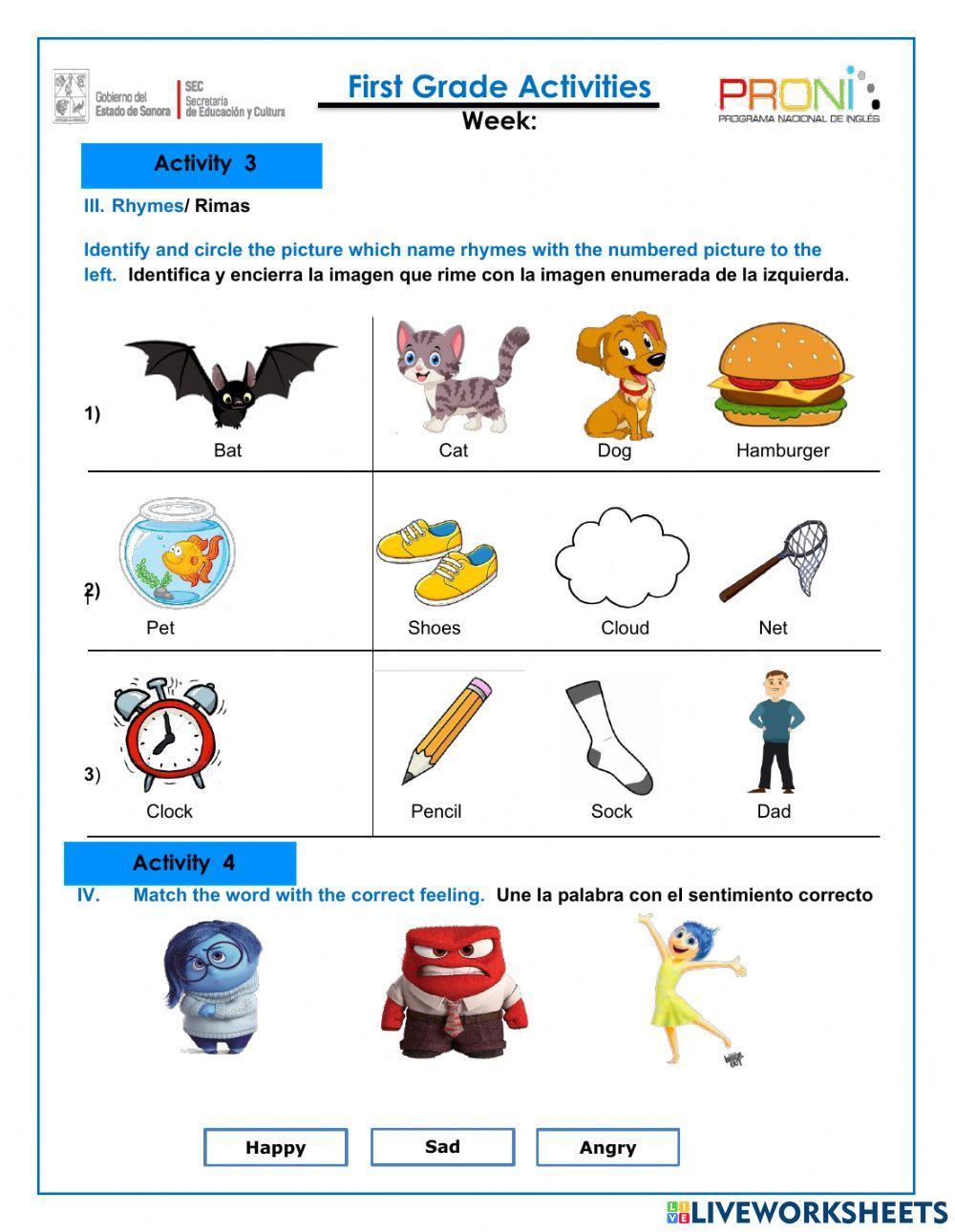 Diagnostic Test First Grade PRONI