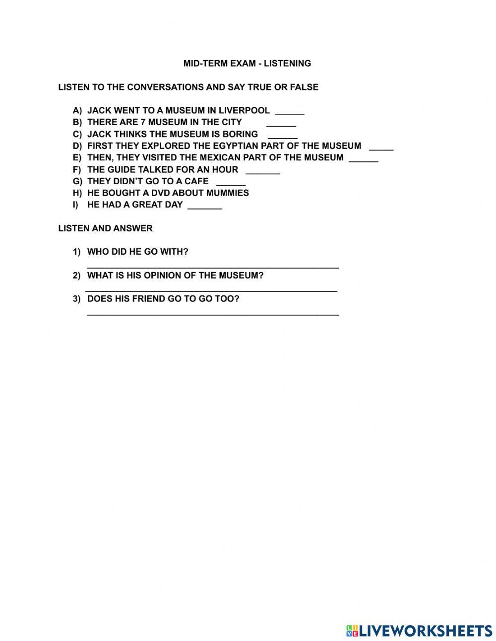 Listening - past simple