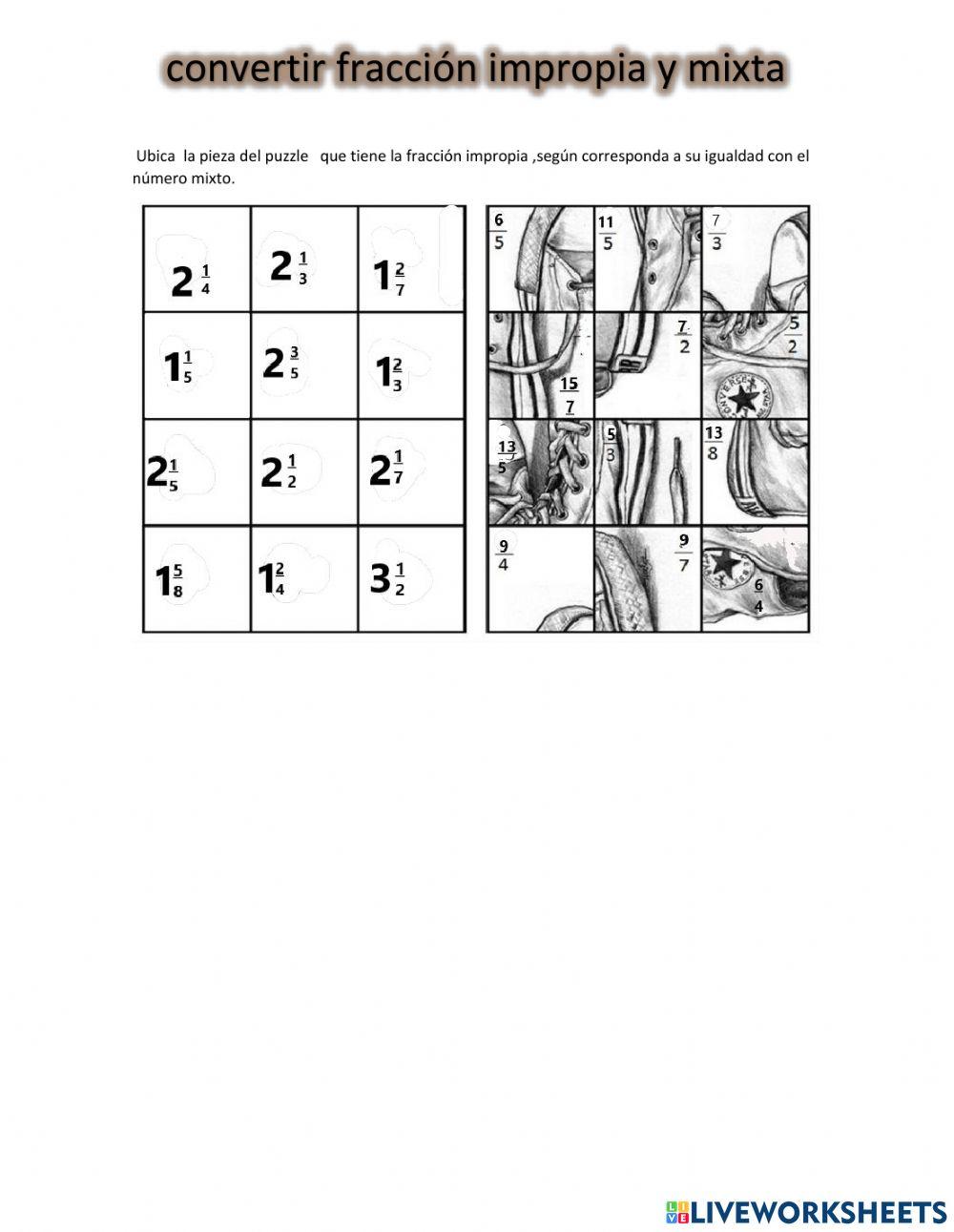 Convertir fraccion impropia y mixta