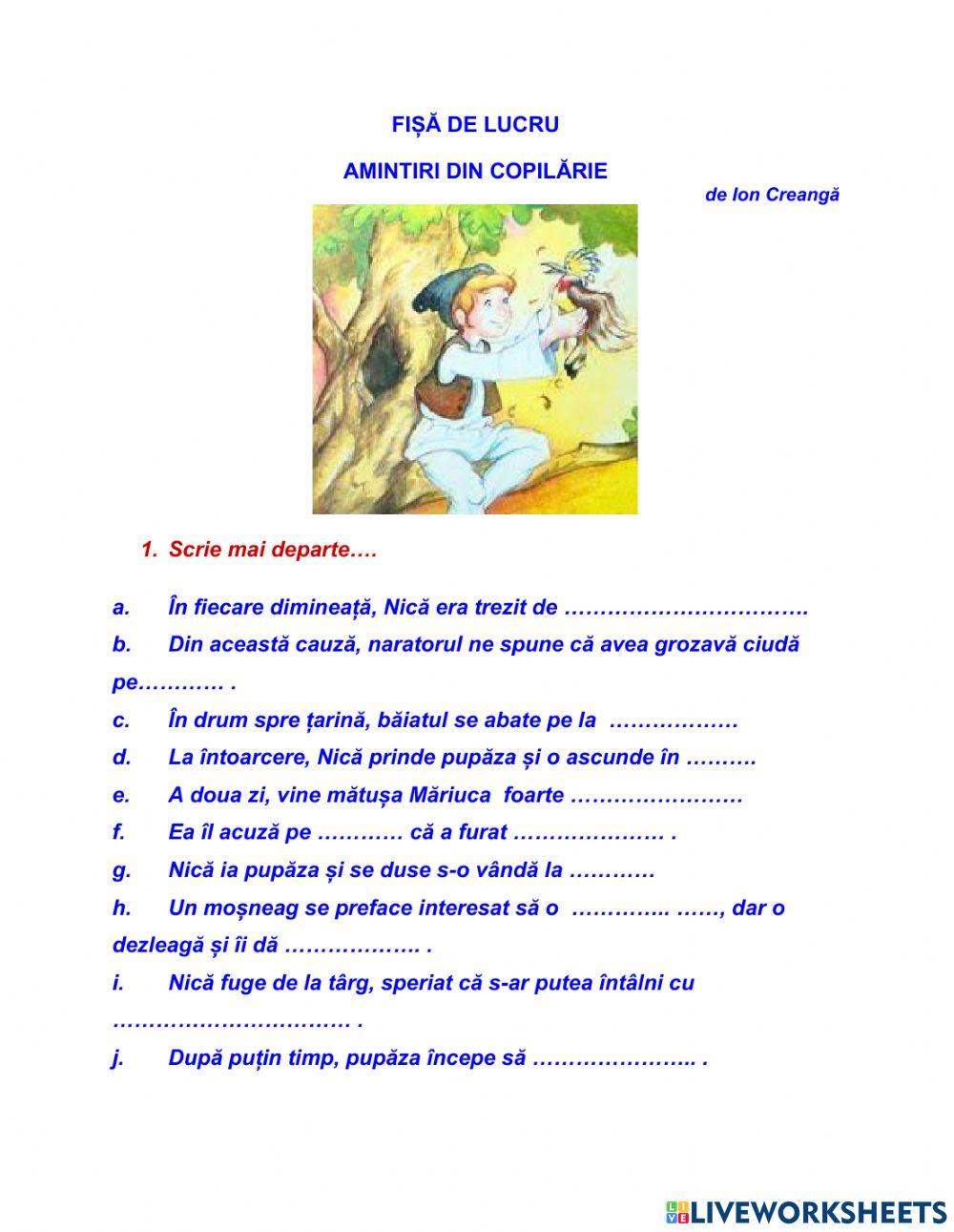 AMINTIRI DIN COPILĂRIE de Ion Creangă