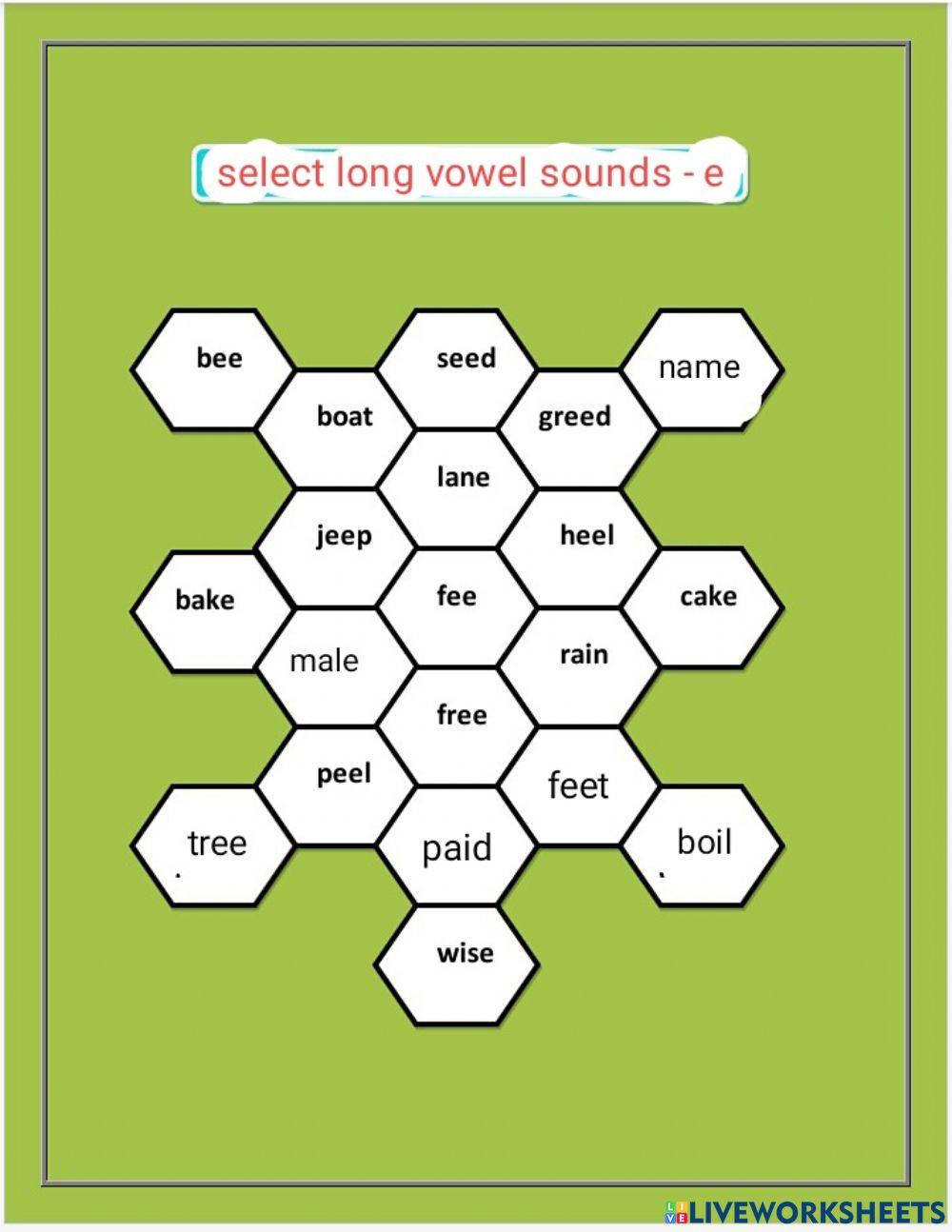 Long vowel sounds -e