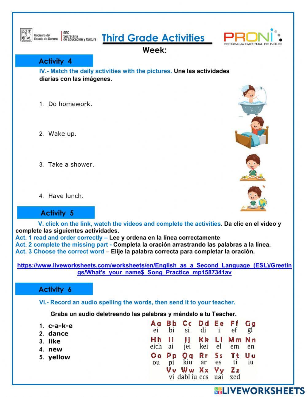 Diagnostic Test Third Grade PRONI