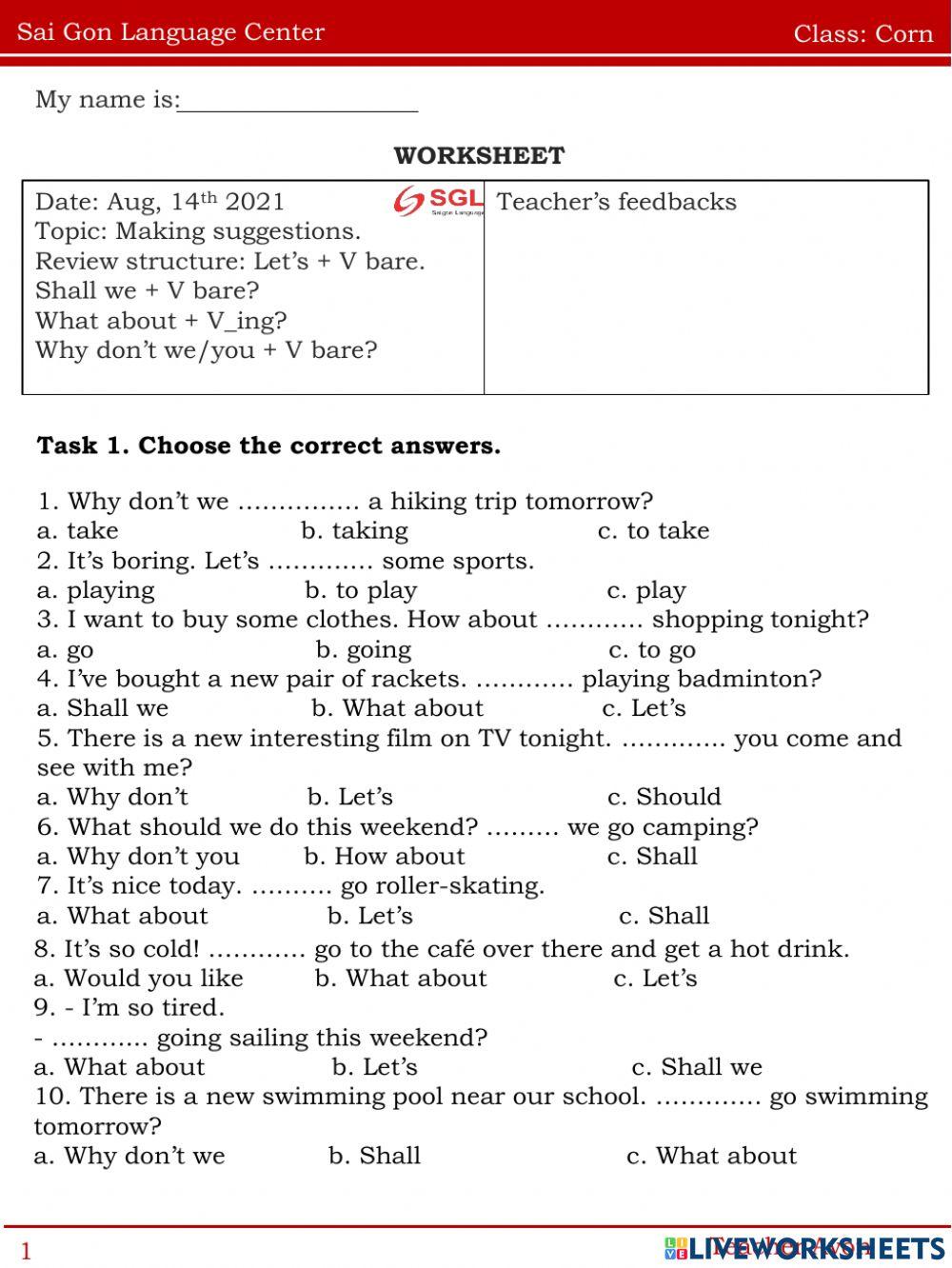 Worksheet Corn