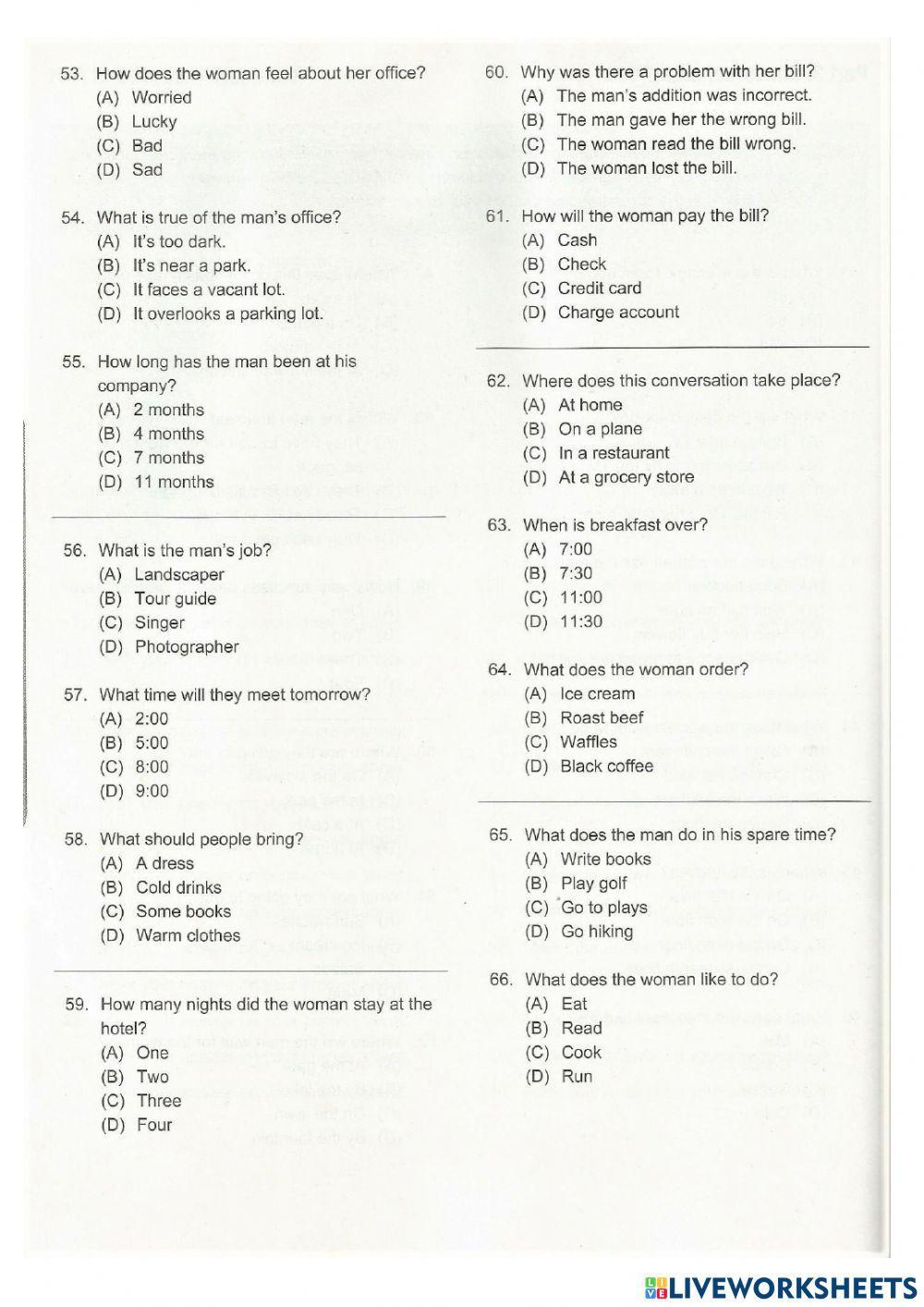 Part 3 Short Conversation