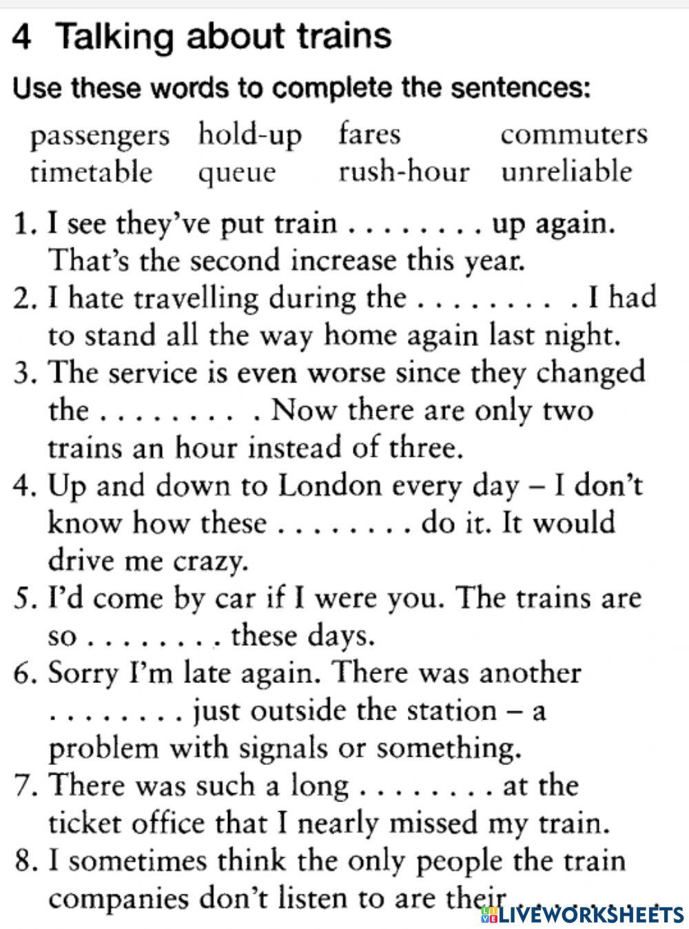 Public transport - Talking about trains