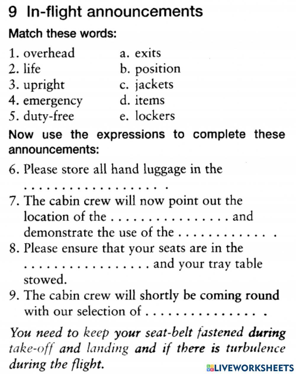 Public transport - In-flight announcements