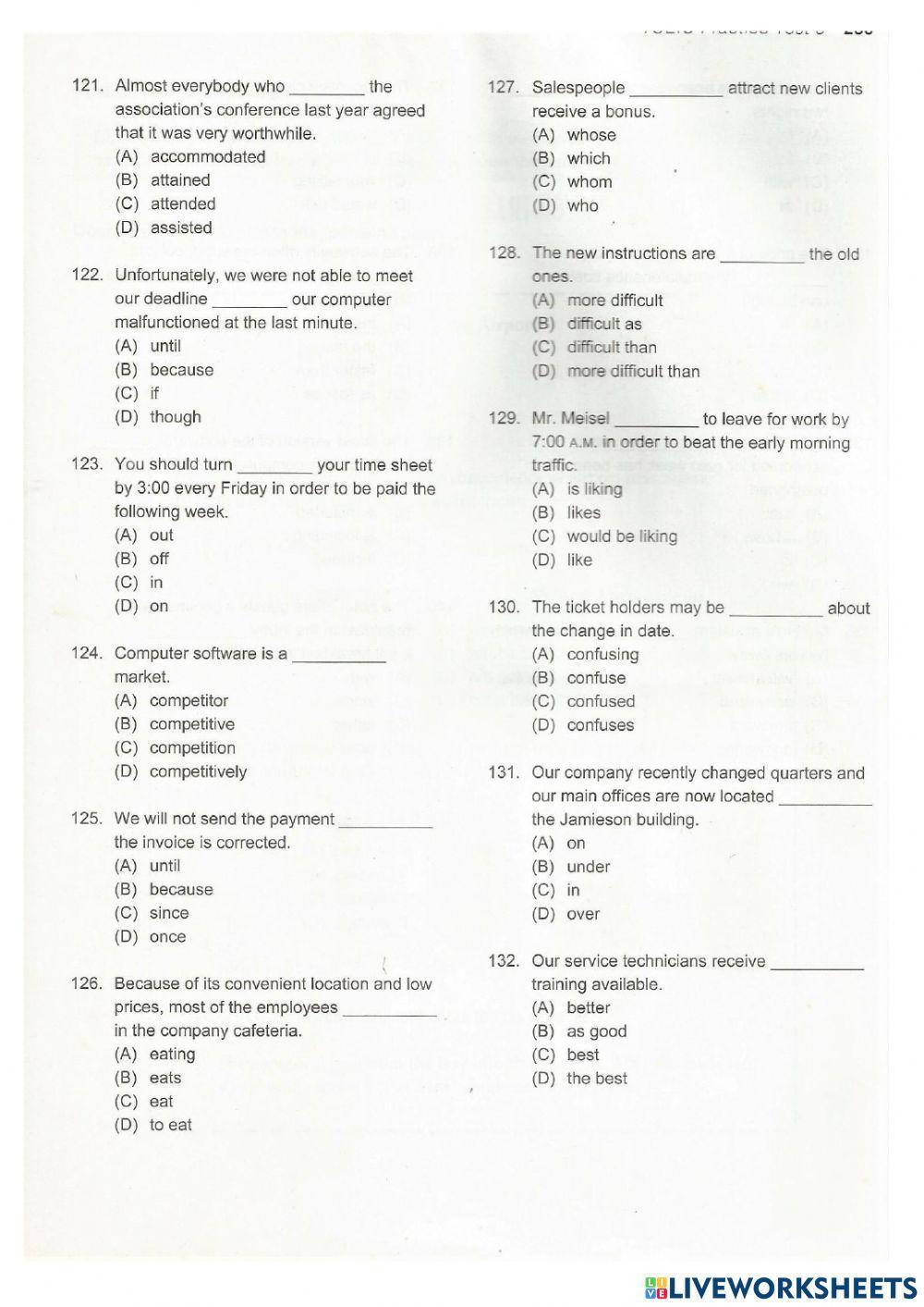 Part 5 Incomplete sentence 