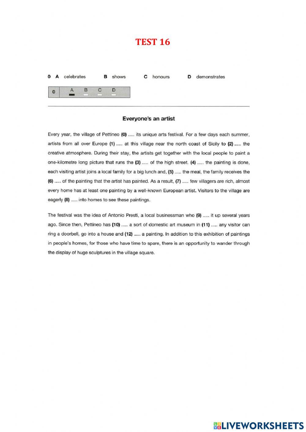 Use of English part 1 - Test 16-20