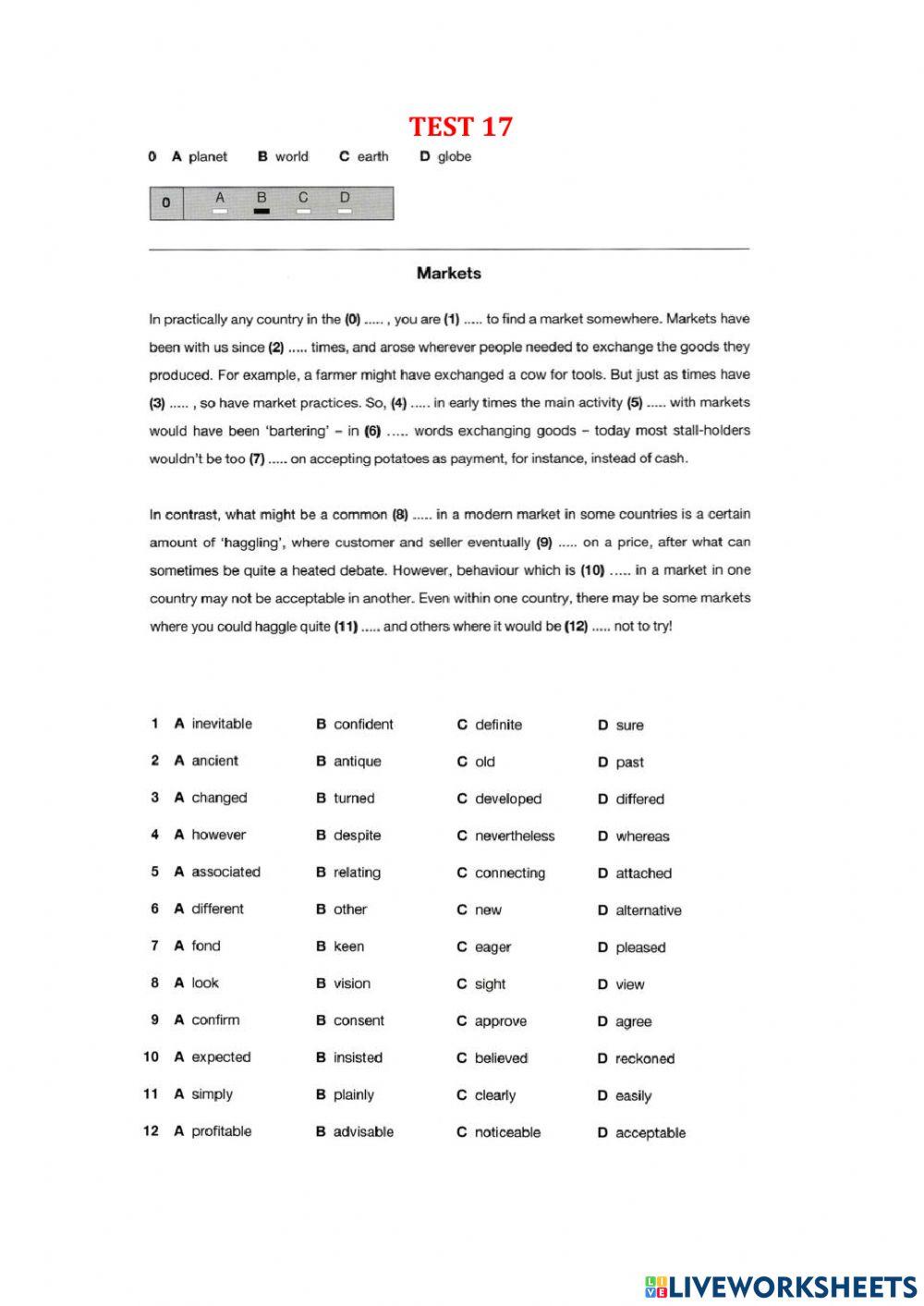 Use of English part 1 - Test 16-20