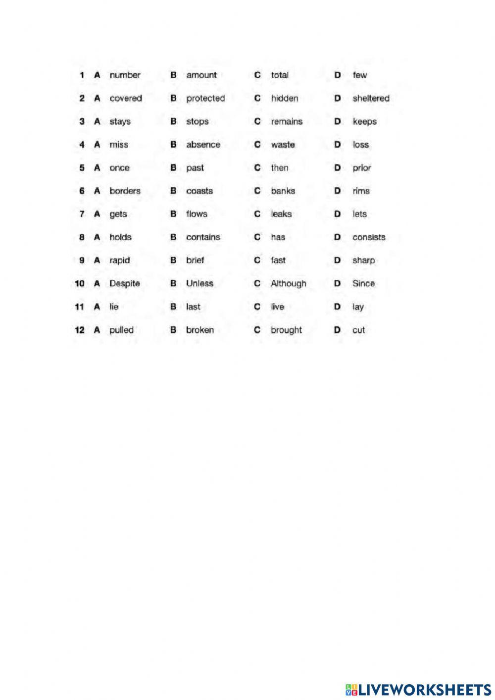 Use of English part 1 - Test 16-20