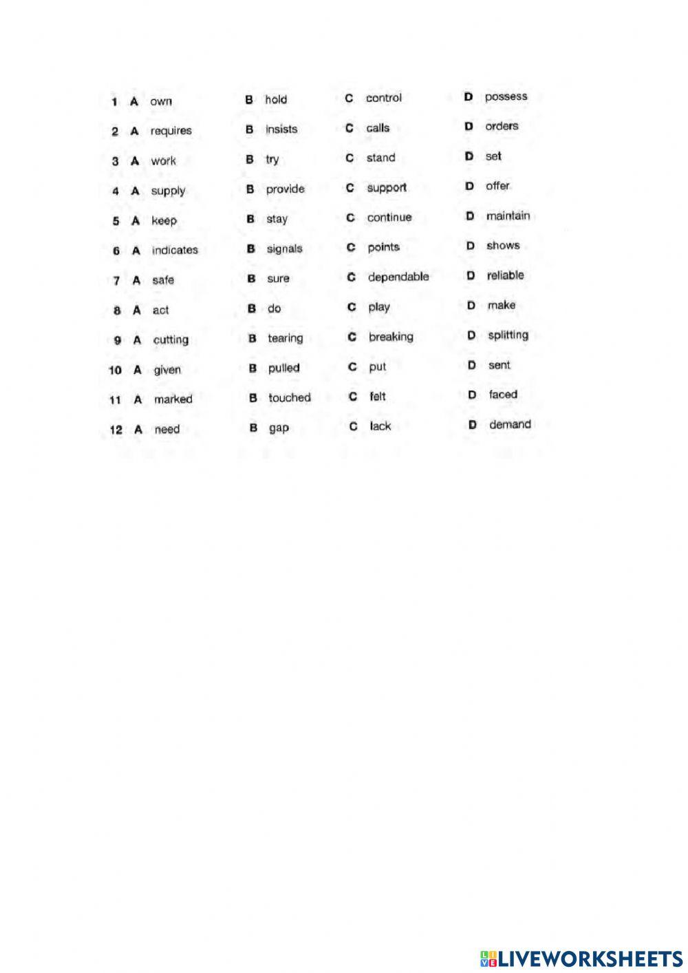 Use of English part 1 - Test 21-25