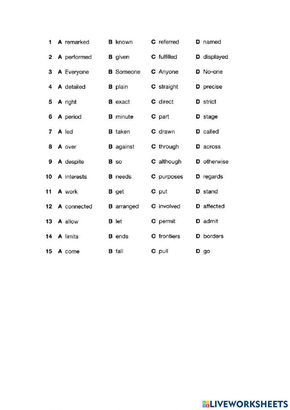 Use of English part 1 - Test 26-33