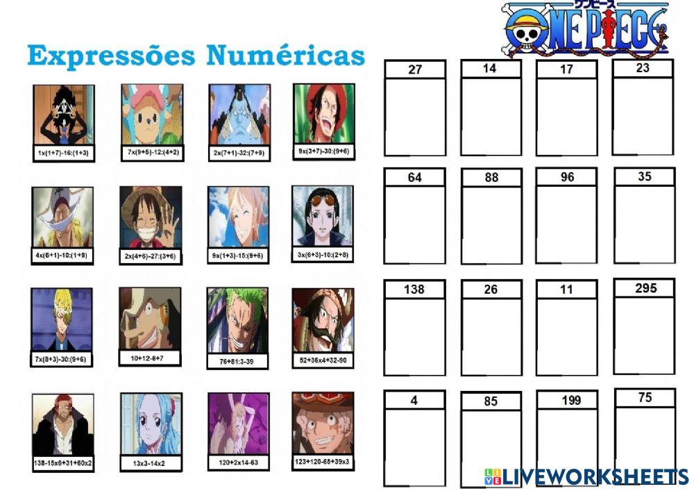 Expressões numéricas - One Piece