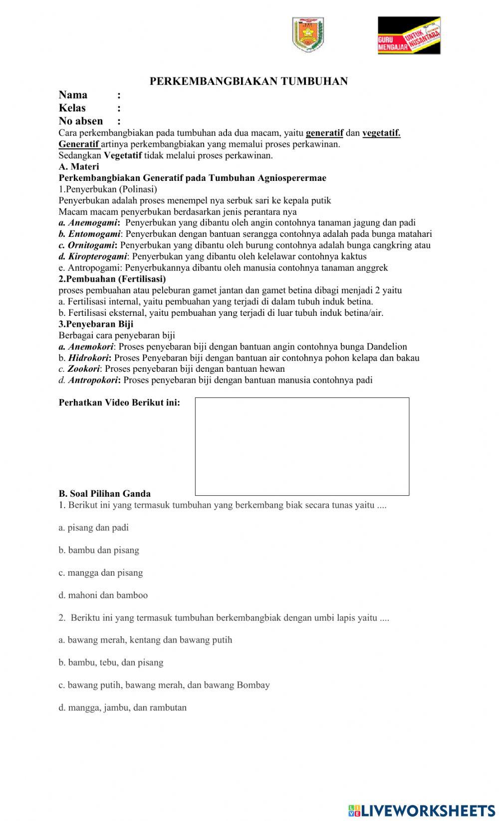 Perkembangbiakan pada tumbuhan