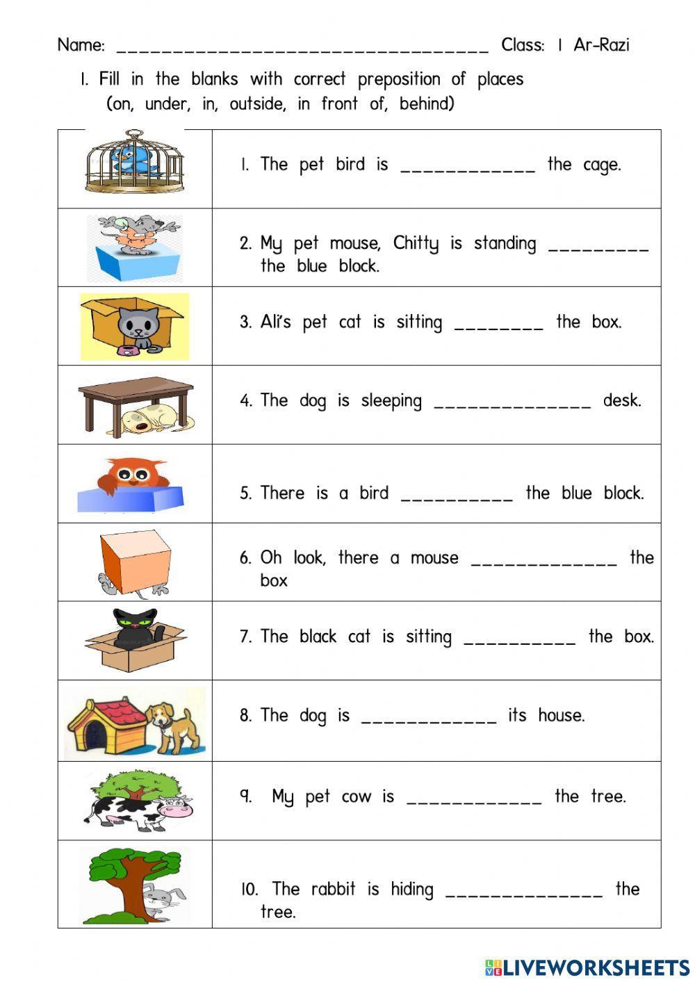 Preposition of Place Preposition of Place