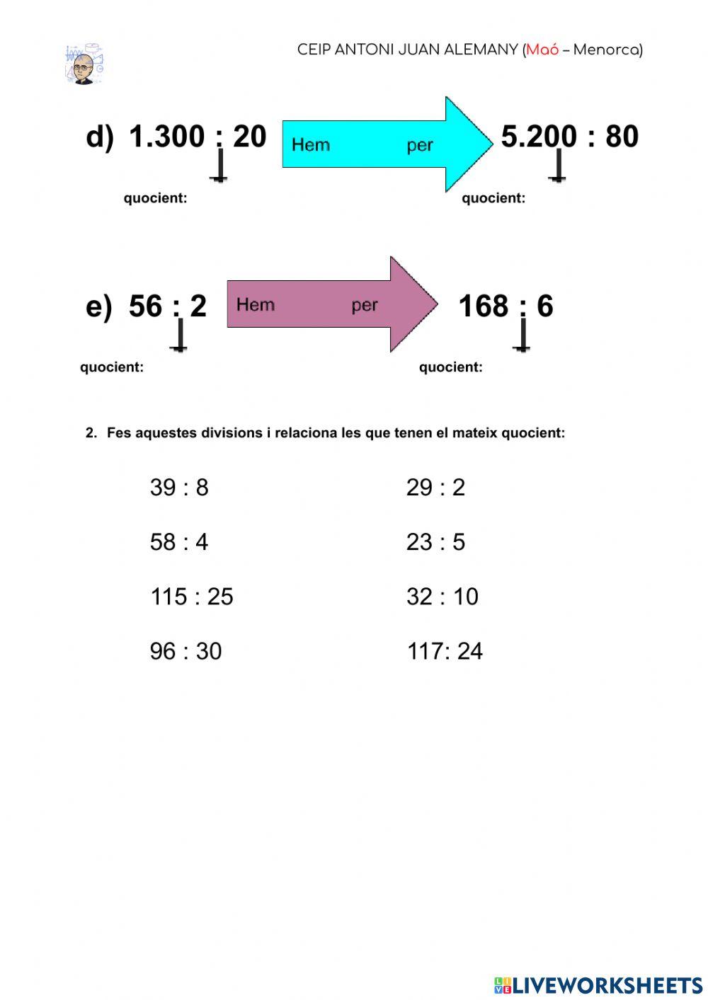 Divisions equivalents