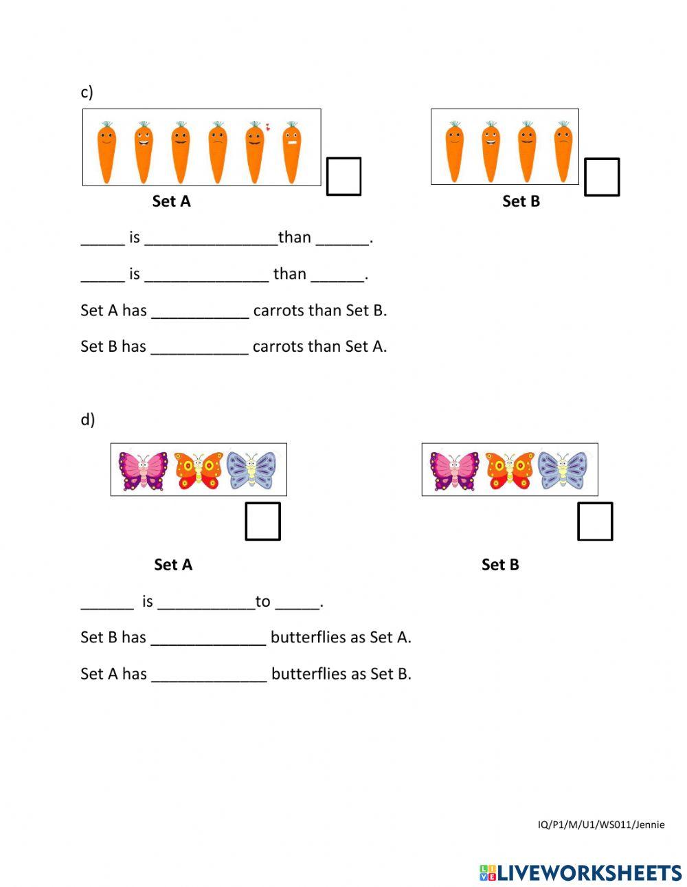 Maths - Matching and comparing.