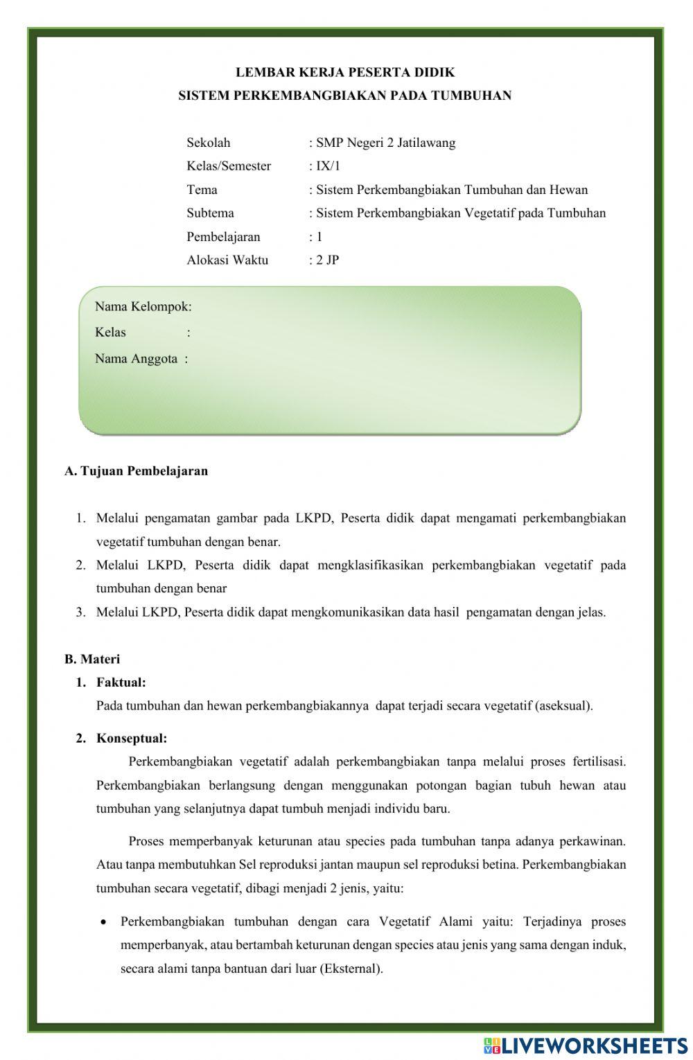 LKPD Sistem Perkembangbiakan Tumbuhan