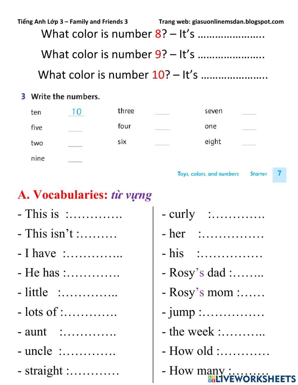 Family and Friend 3 - Unit Starter SB