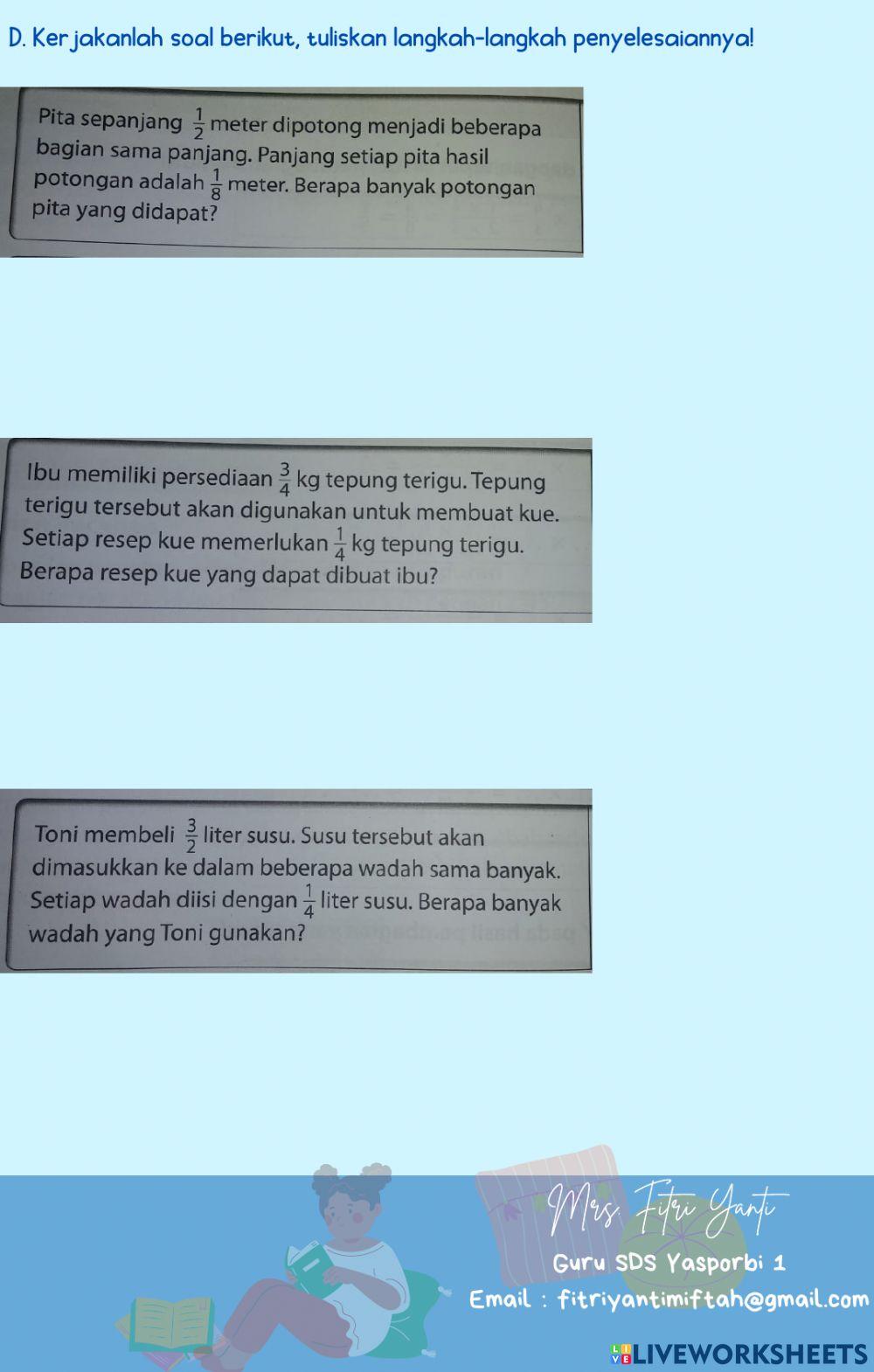 Pembagian Pecahan Pembagian Pecahan