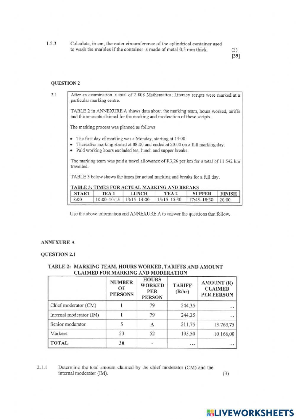 Math literacy paper 2 part 1