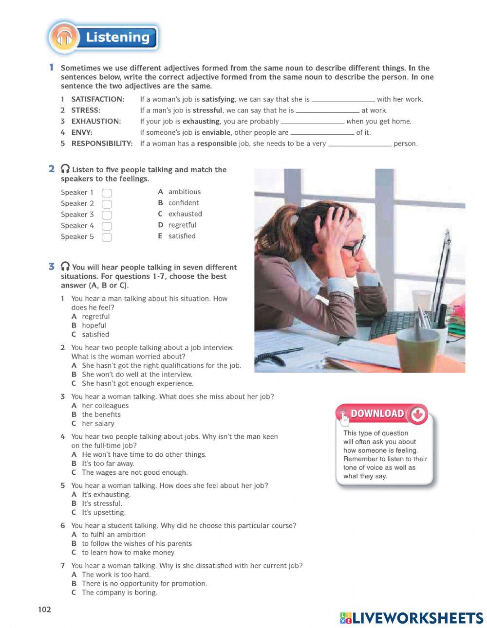 Unit 8: A HARD DAY'S WORK - LISTENING