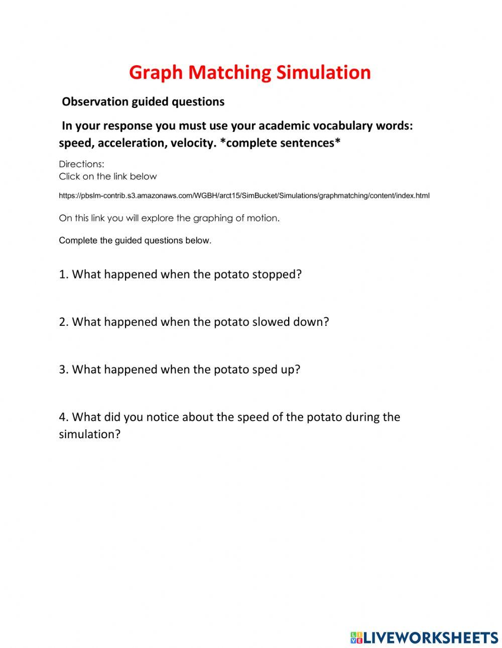 Graphing motion worksheet Live Worksheets