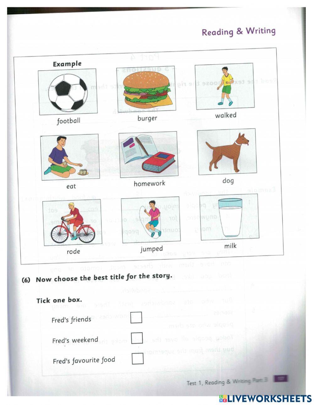 Movers Reading and Writing worksheet Live Worksheets