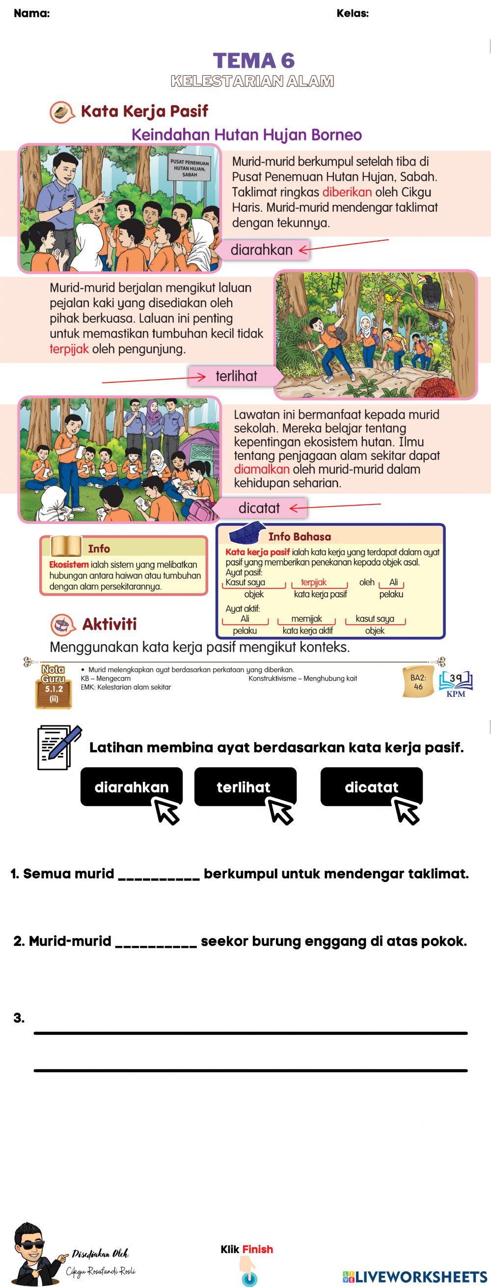 Melengkapkan Ayat Kata Kerja Pasif