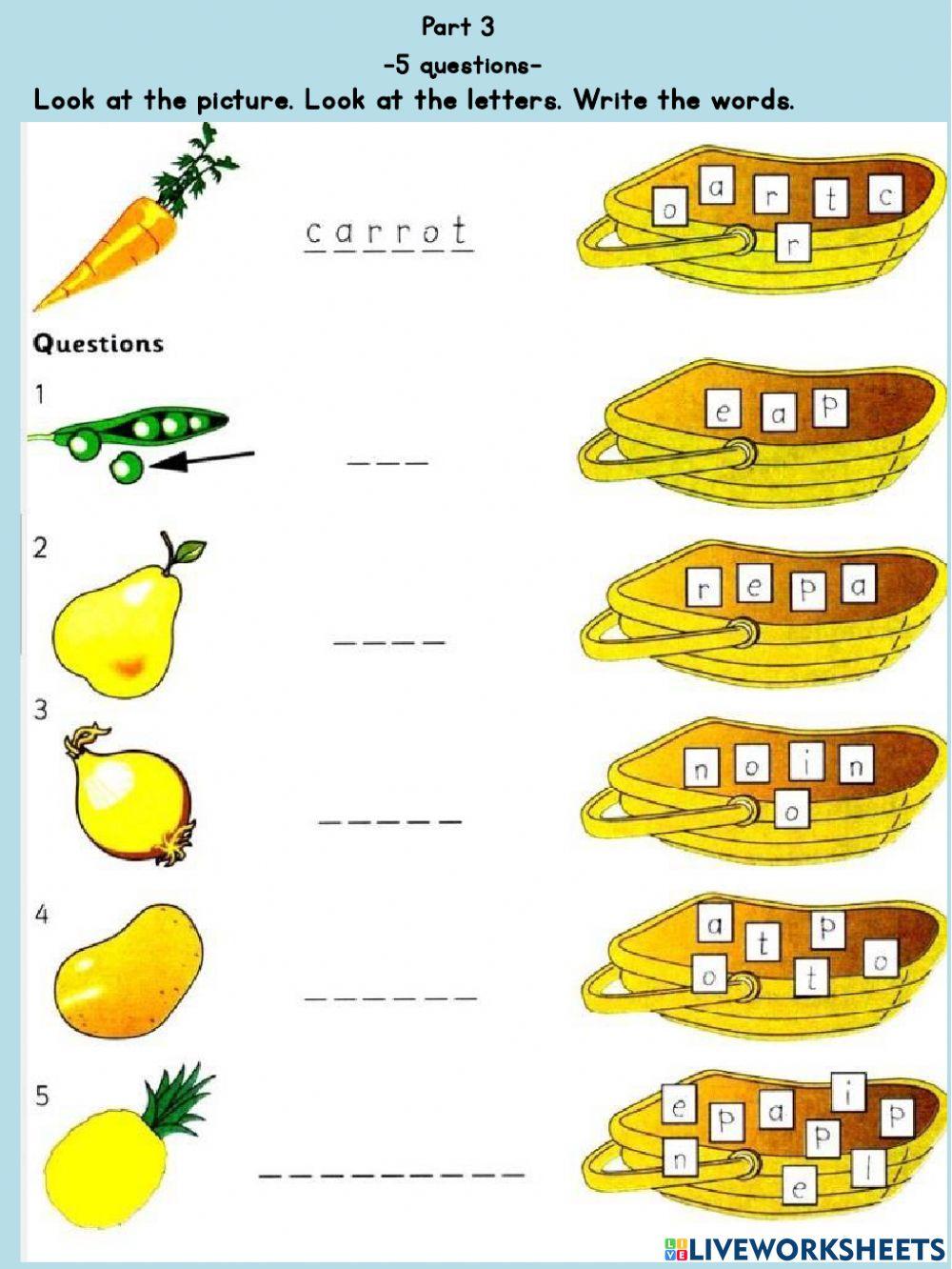 Starters A 2 Reading and Writing Part 1 2 3