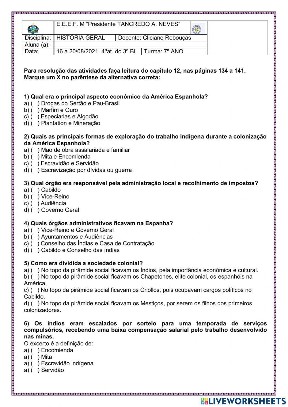 Colonização espanhola na América.