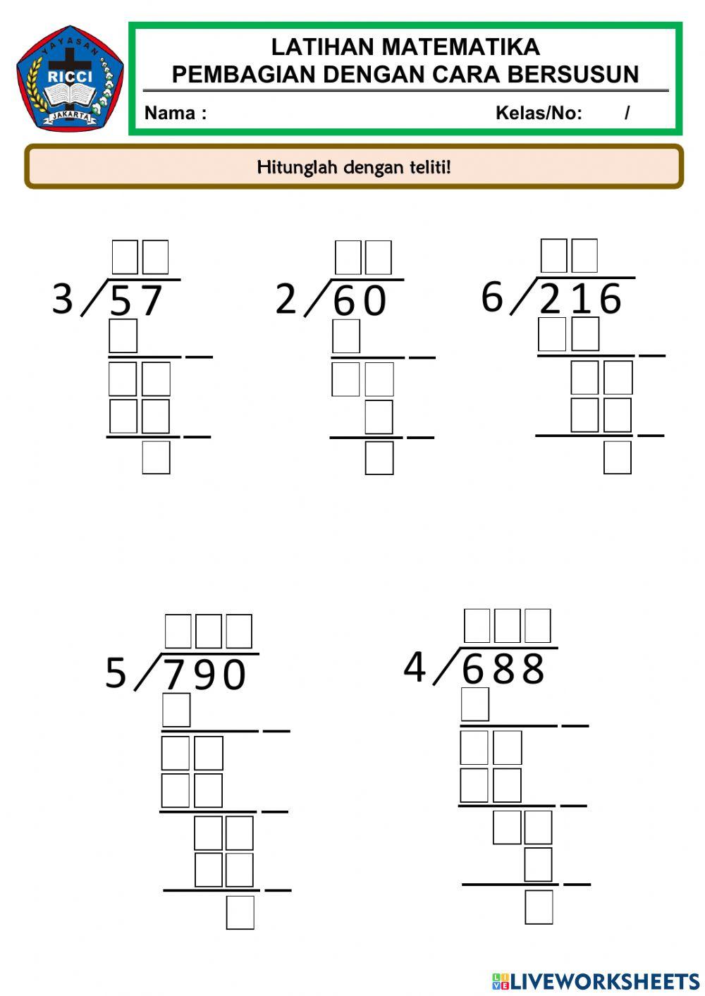 Pembagian dengan Cara Bersusun